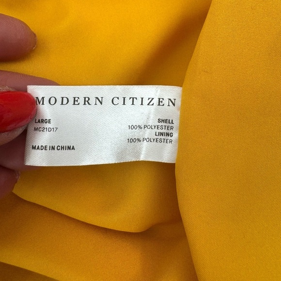 Modern Citizen Mila Tie-Front Layered Tank Midi Dress - Marigold Yellow -Large - Picture 9 of 11